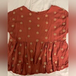 Boutique Textured Peplum Buttoned Top